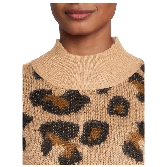 Maternity Pullover Sweater Tan and Brown Animal Cheetah Print by TIME & Tru - Picture 5 of 8